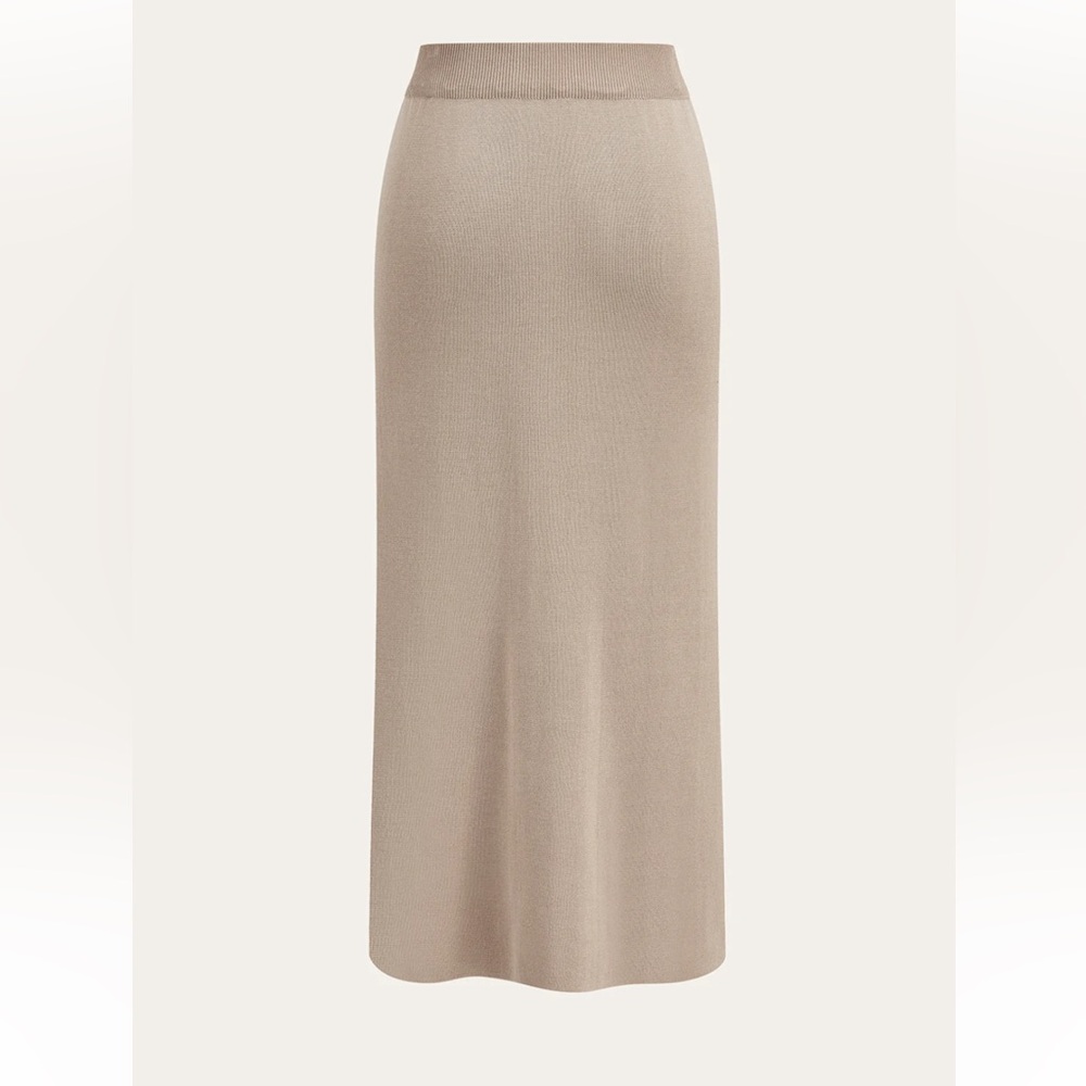 Commense Taupe Knit Crop Jacket & Button-Front Maxi Skirt Set - Picture 5 of 7